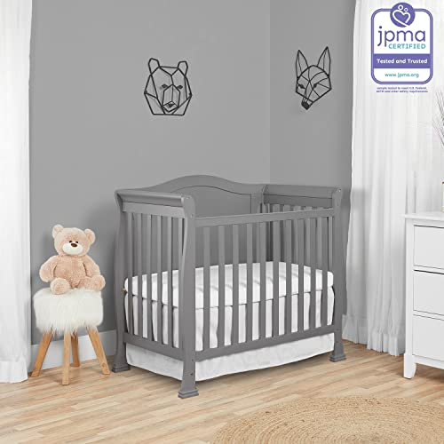Dream On Me Addison 4in1 Convertible Mini Crib in Steel Grey