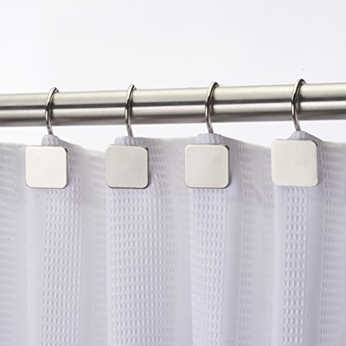 Hermosa Collection Luxury Hotel Shower Curtain Hooks Square Modern Design Silver (12-pk.)