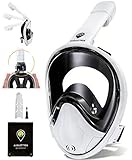 AugustTrek New Hybrid Lens GoPro Compatible Snorkel Mask Full Face Foldable Tube Design has Wide 180° View, Largest in Market. Upgraded Easy Breathing and Anti-Fog Technology for Improved Comfort     