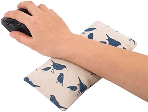 Mouse Wrist Cushion, Mouse Wrist Rest Support, Buckwheat Wrist Pillow Removable Linen Cover(Bird Style 2 Pack)