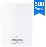 500 Count - 14 X 20 Self Seal 1.5 Mil Clear Plastic Poly Bags with Suffocation Warning - Permanent Adhesive by Spartan Industrial (More Sizes Available)