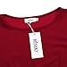 MISSKY Women's Round Neck 3 4 Long Sleeve Fit and Flare Party Wedding Dating Outdoor Cocktail Casual Swing Dress with Waistbrand Red S