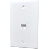 BOPLAT 1 Port Cat5e Ethernet Wall Plate - Single Gang Cat 5 Keystone Jack Female to Female Cover Plate Compatible with CAT7, CAT6, CAT5 Cable in White