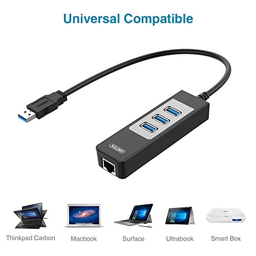 image for Unitek 3 Port USB 3.0 Hub with Ethernet RJ45 10/100/1000 Gigabit Netwo