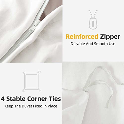 ETDIFFE WHITE DUVET COVER TWIN SIZE, 2PC TWIN XL SOFT FARMHOUSE BEDDING COMFORTER COVER SET WITH ZIPPER CLOSURE, 1 LIGHTWEIGHT MICROFIBER DUVET COVER (68X90 INCHES) AND 1 PILLOWCASE