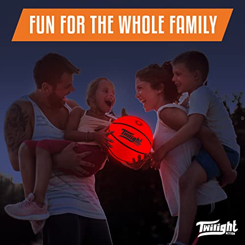 TWILIGHT ACTION Glow in The Dark Basketball, Light Up Basketball