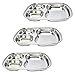 Stainless Steel Divided Tray Divided Dinner Snack Plate Kids Baby Plate Diet Plate Diet Food Control Tray Set (3section rectangularA 3pack)