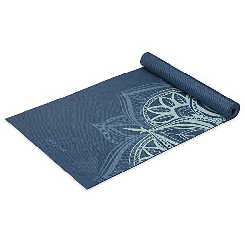 alfombrilla de yoga gaiam con estampado premium, antideslizante, para ejercicios y ejercicios para todo tipo de yoga, pilates y entrenamientos en el suelo, cool mint point, 5 mm