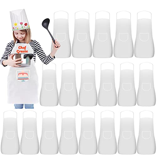 Ecoofor 30 Pieces kids chef hat and apron Ages 5-12 Kids Apron Children for Boys Girl's Cooking Baking Painting Wear