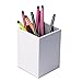 Iremico Colorful PU Leather Pencils Holder Stationery Organizer for Home Office (Square White)