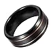 Will Queen 8mm Black Tungsten Rings with Rose Gold Grooves Men's Wedding Bands, Top Polished, Comfort Fit