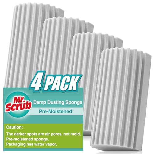 4 Pack Damp Dusting Sponge Duster, Grey Dust Cleaning Sponge, Reusable Household