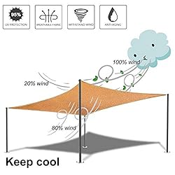 Patio Sun Shade Sail Canopy, 10' x 10' Square Shade