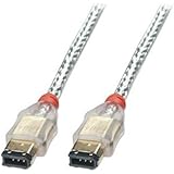 LINDY FireWire Cable - Premium 6 Pin Male to 6 Pin Male, Transparent, 0.3m