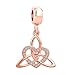 SexyMandala Lucky Irish Trinity Celtic Knot Lover Heart Shaped Pendant Charms Rose Gold fit Bracelets