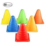 Kevenz Thicker Soft Plastic Traffic Cones(12 or 24 or 48-Pack,Red,Blue,Green,Orange,Yellow)
