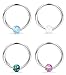 FUNRUN 4PCS 16G Stainless Steel Created-opal Captive Bead Ring for Men Girls Hoop Nose Ring Tragus Earrings 8mm