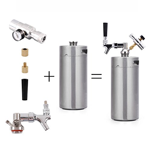 Lamtor-128-Ounce-Mini-Keg-Pressurized-Growler-for-Craft-Dispenser-System-CO2-Adjustable-Draft-Beer-Faucet-with-Perfect-Pour-Regulator-36L-Silver