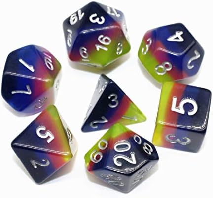 Hd Dnd Polyhedral Dice Set Rpg Neon Dice For Dungeons And Dragons(D&D) Pathfinder Mtg Role Playing Dice Translucent Dice Table Game Board Games 7-Die Dice Set
