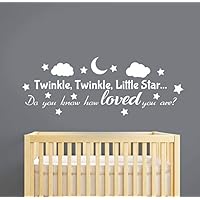 EricauBird Twinkle Twinkle Little Star Wall Decal Lullaby aying Sticker Vinyl Lettering Nursery Quote Art Decorations for Home Baby Room Decor hq13 Easy to Apply and Removable