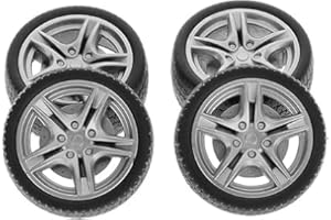 GANPUB 4Pcs Tires,Simulation Rubber Wheel Tire Wheel Toy Model DIY RC Spare Parts Easy Installation Small in Size,Wheel Sets,Remote and App Controlled Vehicles and Parts,Wheels and Tires（Black 48mm）