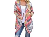 Beautyvan, Women Irregular Stripe Shawl Kimono Cardigan Tops Cover Up Blouse (XL, Pink)