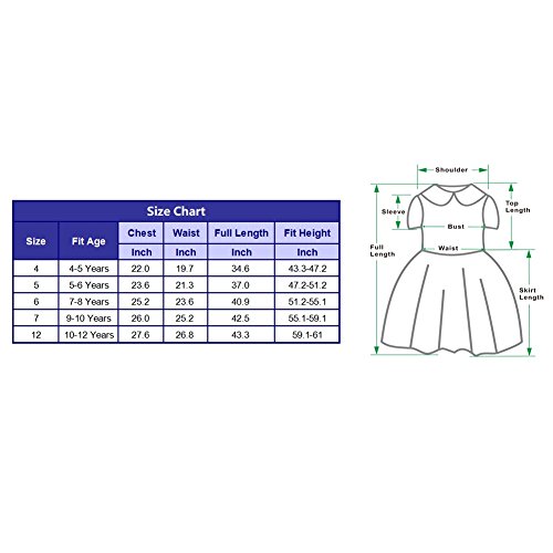 Little Mermaid Princess Ariel Costume for Girls Dress Up Party with Crown Mace (L,120cm)