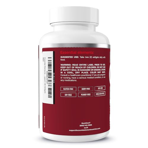 Essential Elements Omega-3 Fish Oil Supplement with EPA & DHA | Fatty Acids for Immune, Heart & Cognitive Support | 60 Softgels