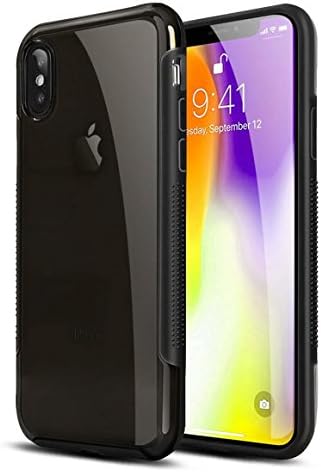 Wendu iPhone X Case, iPhone X Crystal Clear Cover Case [Shock Absorption] with Transparent Hard Plastic Back Plate and Soft TPU Gel Bumper (black)