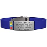 Road ID Autism/Aspergers Bracelet - The Wrist ID Elite 13mm - Stainless Classic - Adjustable Wristband with Free Custom Engraving and Autism Puzzle Badge (Blue)