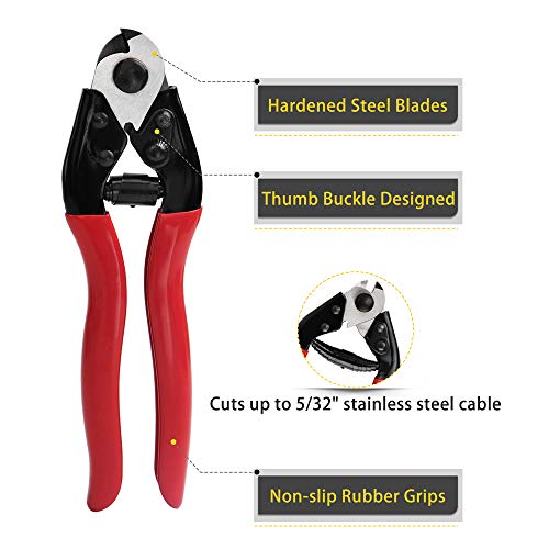image for LuckIn Cable Cutter for Stainless Steel Wire Rope, Aircraft Bicycle Ca