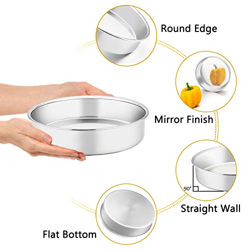 TeamFar Cake Pan, 4'' & 6'' & 8'' & 9 ½'', Stainless Steel Round Cake