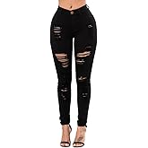 TKMUNY Women's High Rise Stretch Skinny Ripped Jeans Distressed Denim Leggings