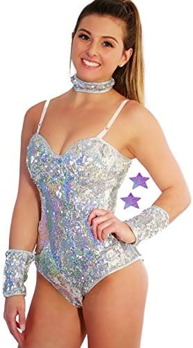 Holographic One Piece Rave Romper Plus Pasties New 2019 EDM Festival Clothing