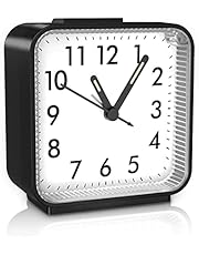 Newest Analog Alarm Clock Ankilo, Silent Non Ticking Small Clock, Travel Alarm Clock with Light, Snooze, Ascending Beep Sounds, Battery Operated Loud Alarm Clock for Home, Kids