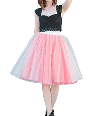Duraplast Women's Tulle Skirt Empire Waist 2 Tones Knee Length