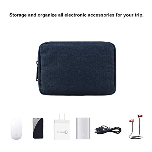 Electronic Accessories Bag,Digital Gadget Organizer Case,Nylon Travel Gear Storage Carrying Sleeve Pouch for Cable,USB,Earphones,Portable Hard Drives,Power Banks,Navy