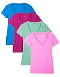 Caramel Cantina 4 Pack Deep V Neck Women's Slim T-Shirt