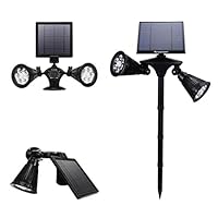 Solar Spotlights 2-in-1 Dual Head Outdoor 12 LEDs Landscape Lights, 360 Degree Rotatable Adjustable Solar Wall Light Security Lighting Dark Sensing Auto On/Off for Pathway Yard Garden Driveway Pool