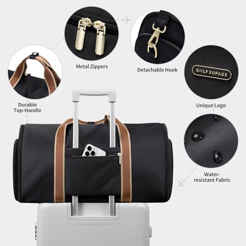 Travel Bag Convertible 2 in 1 Women's Handbag Foldable Clothes Bag Sports Bag for Business Trips and Weekend Getaways (Nero)