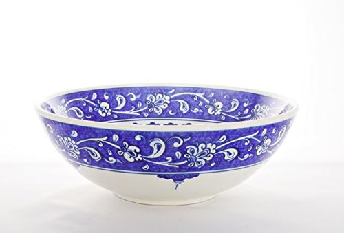 Handmade Handpainted Turkish Ottoman Ceramic Bowl Floral Pattern 9,84"(25cm) Diameter