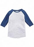 Rabbit Skins 100% Cotton Blank Toddler Baseball Jersey Tee [Size 4T] Vintage Heather Gray/ Vintage Royal Blue Short Sleeve T-Shirt