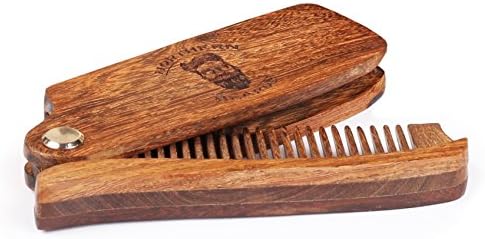 Beard and Moustache Comb | Beard Grooming & Trimming Kit | Premium Sandalwood Foldable Beard Comb by Northern Beards