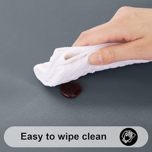 smiry Table Cloth Wipe Clean Rectangular 140x200 cm, Wipeable Water Resistant Polyester Tablecloth, Washable Fabric 6 to 8 Seater Dining Table Cover for Kitchen Indoor Outdoor, Grey