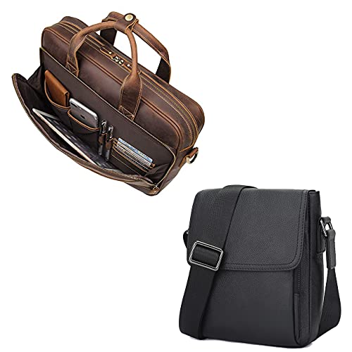 Augus leather messenger crossbody bag for men&women