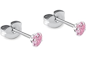 BELEZADOSAS 1 Pair Implant Grade Titanium Stud Earrings Set Hypoallergenic 3mm 4mm 5mm 6mm Cubic Zirconia G23 Titanium Earring Studs for Women Men for Sensitive Ear