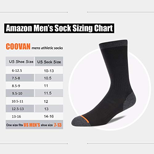 COOVAN Men's 6 Pack Performance Cushion Crew Socks Men Athletic Thick
