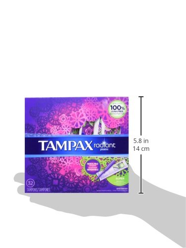 Tampax Radiant Plastic Unscented Tampons, Super Absorbency, 32 Count