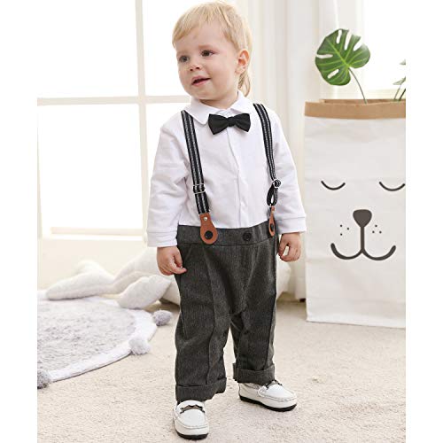 ZOEREA Baby Jongens Outfit Set Driedelig Kleding Romper + Hesje + Hoed Vlinderdas Kinderen Gentleman Banket Ceremonie… - Image 4