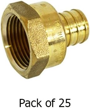 Charman 240884 3/4" PEX x 3/4" Female NPT Threaded Adapter Lead Free Brass Crimp Fitting- Pack of 25